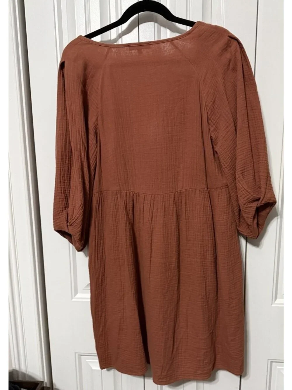 Madewell Dress Medium Crisscross Style Puff Sleeve Terracotta
